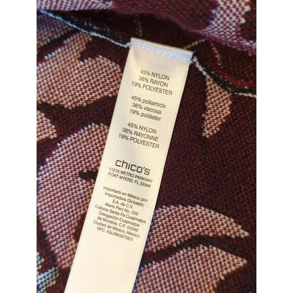 Chicos Cardigan Sweater Womens Size 1 Long Sleeve Contrast Scroll Open Front - Picture 7 of 10